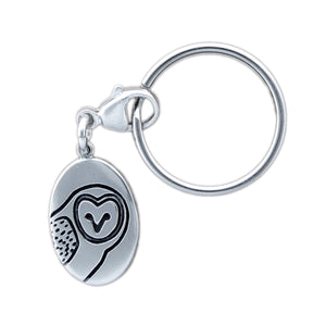 Sterling Silver Barn Owls Keychain