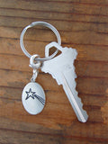 Sterling Silver Howling Wolf and Shooting Star Keychain