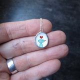 Sterling Silver and Enamel Blue Bird Necklace