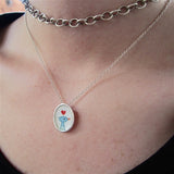 Sterling Silver and Enamel Blue Bird Necklace