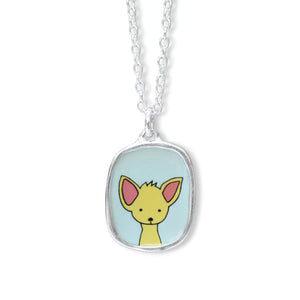 Chihuahua Puppy Necklace - Sterling Silver and Enamel Dog Pendant - Dog Jewelry