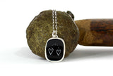 Black and White Dot Heart Necklace - Heart to Heart Connection Pendant