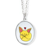 Sterling Silver and Enamel Fennec Fox Charm Necklace on Adjustable Sterling Chain - Fox Jewelry