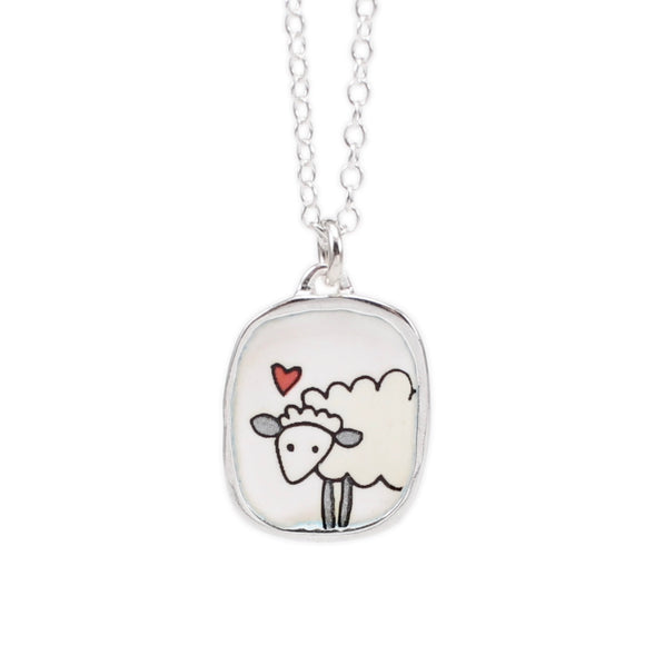 Sterling Silver Sheep Charm Necklace on Adjustable Sterling Chain