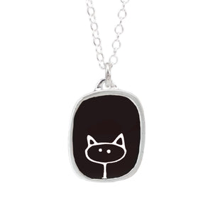 Black Cat Pendant on Adjustable Chain - Black Cat Jewelry