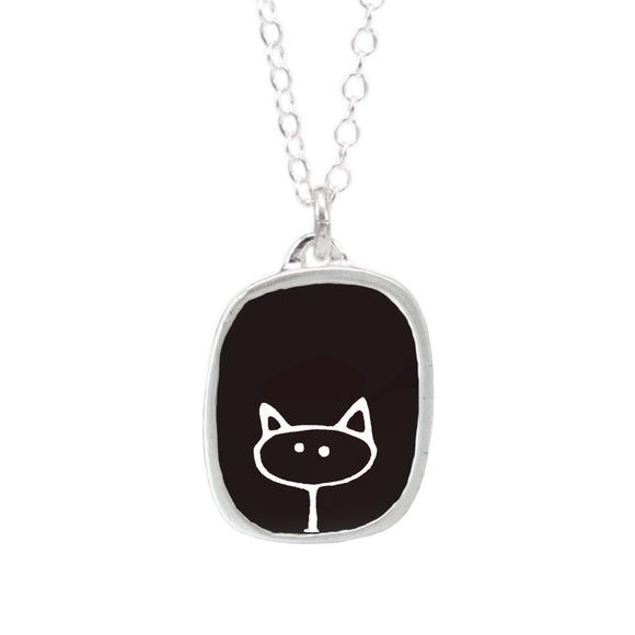 Estella Bartlett | Gold Plated and Black Crystal Black Cat Charm Necklace