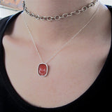 Sterling Silver and Enamel Red Stick Kitty Necklace