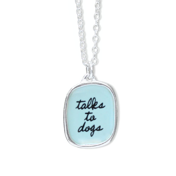 Sterling Silver and Enamel Talks to Dogs Necklace