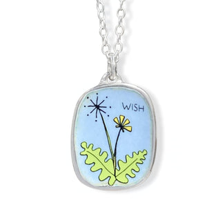 Sterling Silver and Enamel Dandelion Wish Necklace on Adjustable Chain