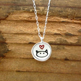 Sterling Silver and Enamel Reversible Cat Necklace - Love Kitty and Mr. Shifty