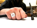 Sterling Silver and Enamel Square Love Kitty Ring