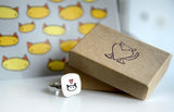 Sterling Silver and Enamel Square Love Kitty Ring