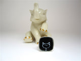 Sterling Silver and Enamel Square Stick Kitty Ring