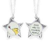 Sterling Silver "Dogs Are My Favorite People" Quote Necklace - Reversible - Star Charm - Dog Jewelry
