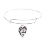 Sterling Silver Frenchie Bracelet - Adjustable Bangle with French Bulldog, Boston Terrier Dog Charm