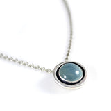 Modern Chalcedony Pendant - Organic Round Blue Gemstone Necklace