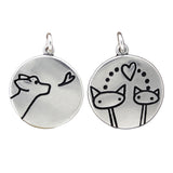 Reversible Sterling Silver Cat Charm and Dog Charm Necklace on Adjustable Chain