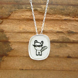 Sterling Silver and Enamel Raccoon Necklace