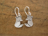 Sterling Silver Dangle Fox Earrings - Fox Jewelry