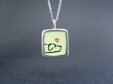Reversible Sterling Silver and Enamel Happy Dog and Pointer Necklace