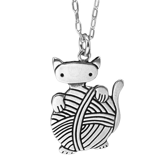 Sterling Yarn Cat Necklace - Knitten Necklace