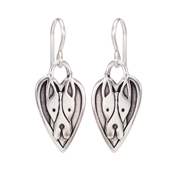 Sterling Silver Great Dane Charm Earrings on 925 Ear Wires -Dog Jewelry