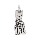 Sterling Silver Modern Sitting Cat Charm on Adjustable Sterling Silver Cable Chain