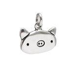 Sterling Silver Pig Charm Necklace on Adjustable Sterling Chain - Pig Charm