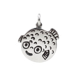 Sterling Silver Pufferfish Charm on Adjustable 16" 18" 20" Sterling Chain