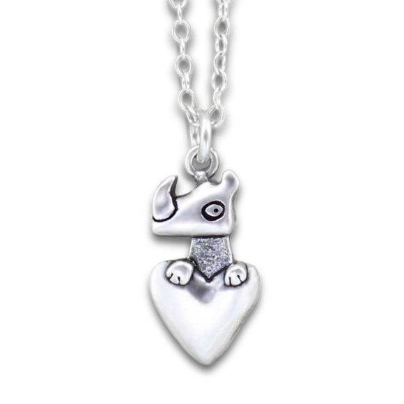 Tiny Rhinoceros Charm Necklace - Small, Detailed and Adorable!