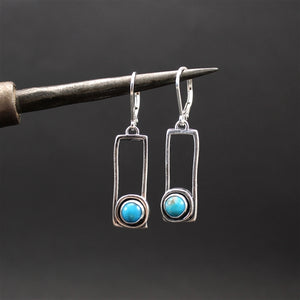 Modern Design Turquoise Earrings on Lever Back Ear Wires