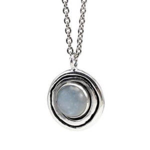 Modern Round Moonstone Necklace - Sterling Silver and Moonstone Organic Shaped Circle Pendant