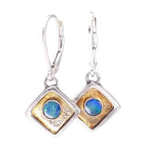 Opal Sterling Silver and 24k Gold Earrings