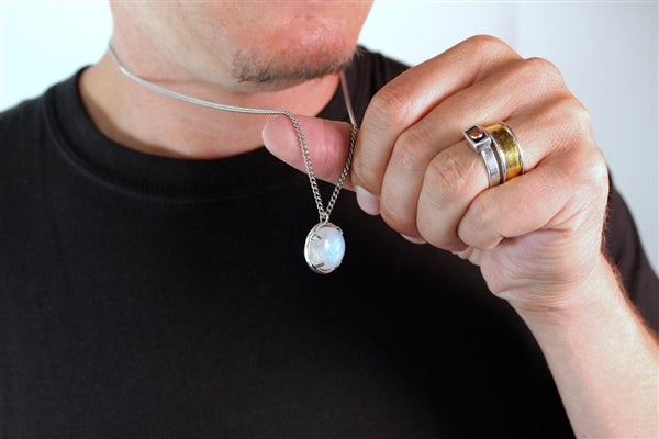 Natural Labradorite Pendant Men's Necklace Stone Jewelry - Temu