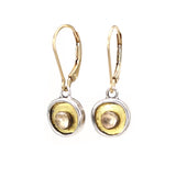 Tiny Round Brilliant White Topaz, 24K Gold and Sterling Silver Earrings