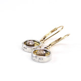 Tiny Round Brilliant White Topaz, 24K Gold and Sterling Silver Earrings