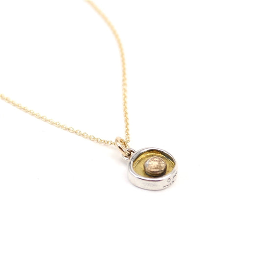 Tiny Round Brilliant White Topaz, 24K Gold and Sterling Silver Necklace