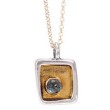Rustic Topaz Necklace - 24k Gold and Sterling Silver Gemstone Pendant