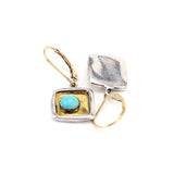 Modern Turquoise, 24K Gold and Sterling Silver Earrings