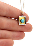 Modern Turquoise, 24K Gold and Sterling Silver Necklace