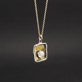 Brilliant White Topaz, 24K Gold and Sterling Silver Necklace